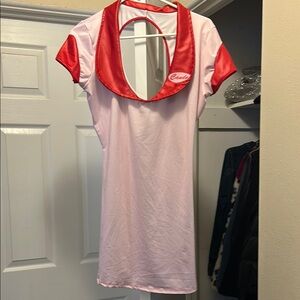 Red and Pink Women's candy striper dress